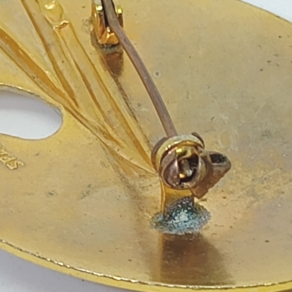 * Vintage Made In Spain Damascene Artist Palette Painting Pin Brooch - Picture 6 of 6